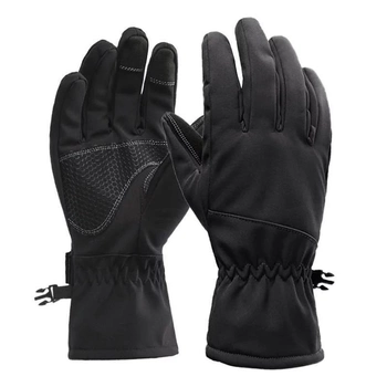Перчатки тактические водоотталкивающие зимние камуфляжные перчатки утепленные флисом Combat Camo черные XL
