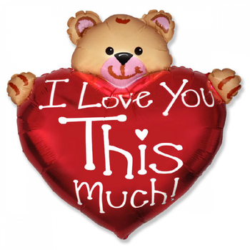 ​Фольгированный шар Flexmetal Медведь из сердцем&nbsp; I Love You This much 91х95 см цветной 6511