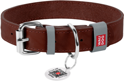 Нашийник для собак, шкіряний WAUDOG Classic 35 мм х 46-60 см, коричневий (02396Collar)