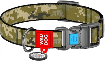 Ошейник для собак нейлоновый WAUDOG Nylon c QR-паспортом рисунок "Милитари" пластиковый фастекс L Ш 25 мм Дл 33-49 см (282-4026Collar)