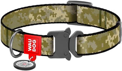 Нашийник для собак нейлоновий WAUDOG Nylon з QR-паспортом малюнок "Мілітарі" металевий фастекс XL Ш 25 мм Дов 37-58 см (288-4026Collar)