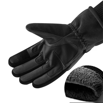 Тактичні зимові повнопалі перчатки з флисом Eagle Tactical ET-03 Black Розмір XL