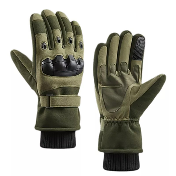 Тактические зимние полнопалые перчатки с флисом Eagle Tactical ET-03 Green Размер XL