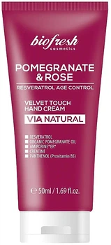Крем для рук "Бархатное касание . Гранат и Роза" - BioFresh Via Natural Pomergranate & Rose Velvet Touch Hand Cream 50ml (1139790-104340)