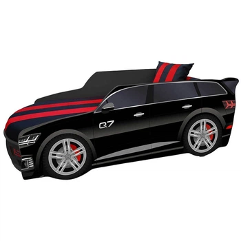 Кровать машина Premium Р003 Audi Q7 Viorina-Deko с матрасом и подушкой 80х180 см Черный (с подъемным механизмом)