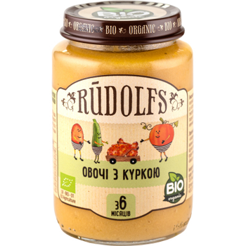 Детское пюре Rudolfs Овощи с курицей с 8 месяцев 190 г (4751017940549)