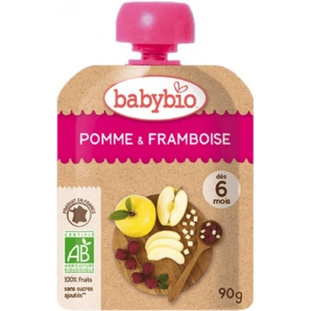 Детское пюре BabyBio органическое из яблок и малины 90 г (54016)