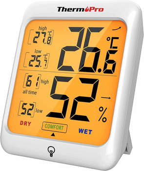 ThermoPro TP53 Комнатный термометр-гигрометр Цифровой измеритель влажности и температуры в помещении Профессиональный термогигрометр для дома с сенсорной подсветкой