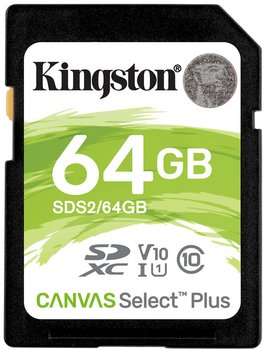 Kingston SDXC 64GB Canvas Select Plus Class 10 UHS-I U1 V10 (SDS2/64GB)
