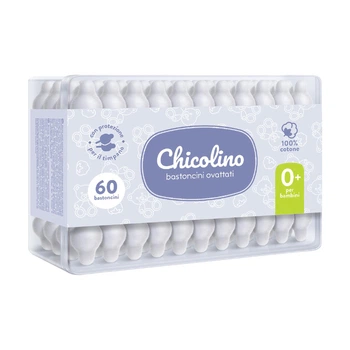 Ватні палички з обмежувачем для дітей 60 шт Chicolino 0375