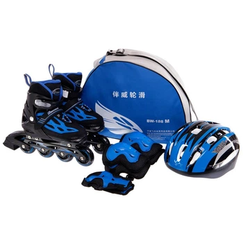 Роликовые коньки Zelart Banwei 188 с защитой размер 35-38 Black-Blue