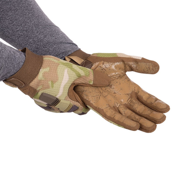 Перчатки тактические с закрытыми пальцами Zelart 8799 размер XL Camouflage Multicam