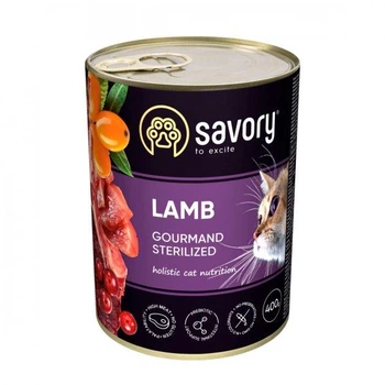 Влажный корм Savory полнорационный для стерилизованных котов с ягненком 400 г