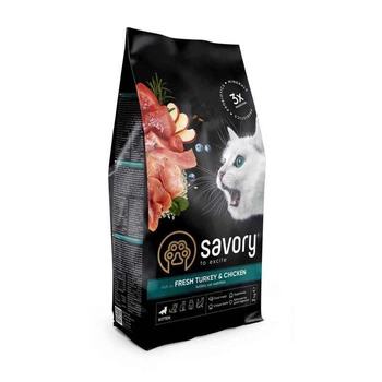 Savory Kitten Fresh Turkey & Сhicken - Сухий корм з м'ясом індички і курки для кошенят всіх порід 2 кг (4820232630143)