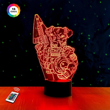 3D ночник "Пёс Патрон" (УВЕЛИЧЕННОЕ ИЗОБРАЖЕНИЕ) подарочная упаковка + 16 цветов + пульт ДУ + сетевой адаптер&nbsp;+ батарейки (3ААА) &nbsp;3DTOYSLAMP