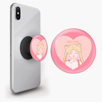 Попсокет (Popsockets) держатель для смартфона Луна Кошки Сейлор Мун (anime Sailor Moon Cats) (8754-2922-BK) Черный