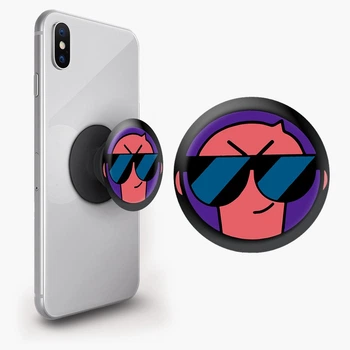 Попсокет (Popsockets) держатель для смартфона Значок Брок Браул Старс (Pin Brock Brawl Stars) (8754-1971-BK) Черный