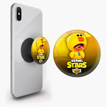 Попсокет (Popsockets) держатель для смартфона Леон Утка, Леон Цыпленок Бравл Старс (Leon Sally Brawl Stars) (8754-1020-BK) Черный