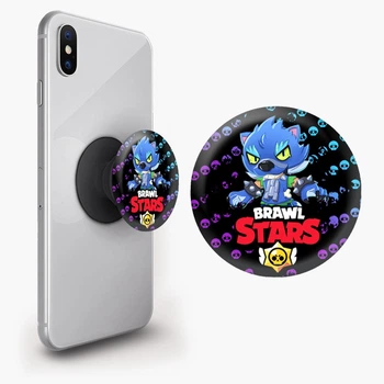 Попсокет (Popsockets) держатель для смартфона Леон Волк Оборотень Бравл Старс (Leon Wolf Werewolf Brawl Stars) (8754-1014-BK) Черный