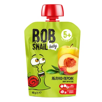 Натуральное детское яблочно-персиковое пюре Bob Snail 90г