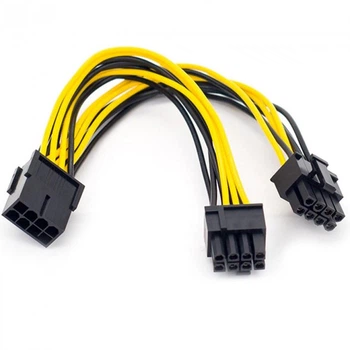 Кабель питания для видеокарт Molex 18 см U&P 8 pin - 2 x 8 (6+2) pin 0.2 м Black/Yellow