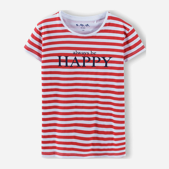 T-shirt dziecięcy dla dziewczynki 5.10.15 Mix And Match 3I4033 128 cm Biały/Czerwony (5902361963749)