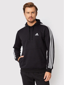 Bluza męska z kapturem ocieplana Adidas 3 Stripe Fleece Hoody Czarna GK9072 S Czarna (4064045329157 )