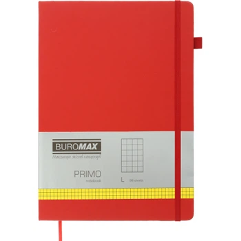 Книга записная Buromax Primo 190x250 мм 96 листов в клетку обложка из искусственной кожи Бордовая (BM.292161-13)