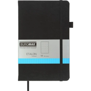 Книга записная Buromax Etalon 125x195 мм 96 листов в точку обложка из искусственной кожи Черная (BM.291360-01)