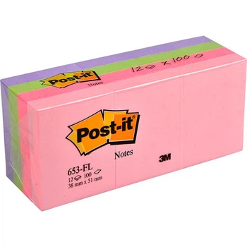 Бумага для заметок 3М Post-It 653-FL 38х51 мм 12 блоков