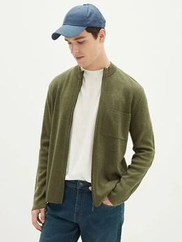 Мужская кофта LCWaikiki на молнии с карманами XXL Хаки (LCWKnitwear-8337)