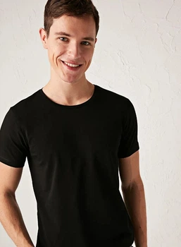 Мужская футболка LC Waikiki с круглым воротником L Черная (LCW T-shirt -8335)