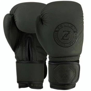 Перчатки боксерские кожаные на липучке Zelart VL-3074 (р-р 10oz, оливковый)