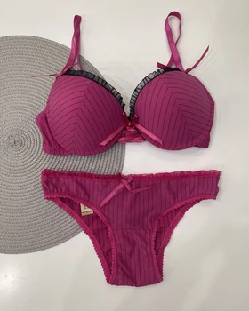 Комплект нижнего белья в полоску Closer Caroline Малиновый 75B/M (MR408)
