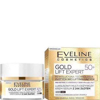Крем сыворотка с 24 К Золотом Eveline Cosmetics Gold Lift Expert 50+ 50 мл