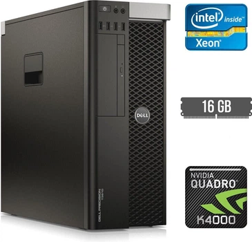 Рабочая станция Dell Precision T3600/ Xeon E5-1620 (4 (8) ядра по 3.6-3.8 GHz) / 16GB DDR3 ECC / 500GB HDD / Quadro K4000, 3 GB GDDR5, 192bit / 635W / DVD-ROM / DVI / DisplayPort б/у