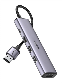 USB-хаб UGREEN CM473 USB 3.0 to 4xUSB 3.0 5Gbps + USB-C PD Power Port Space Gray (20805)