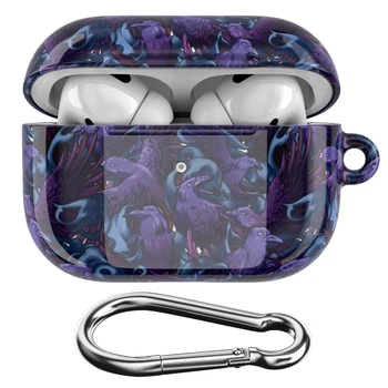 Пластиковый чехол для наушников Apple AirPods Pro (1/2 gen), 1/2/3/4 от Lex Altern (Черный ворон, дым, перья)