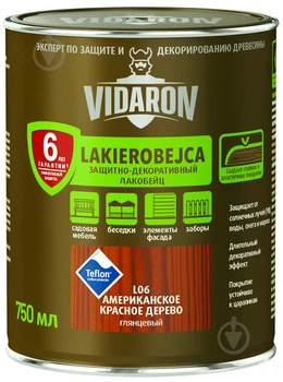 Vidaron - Лакобейц захисно-декоративний для деревини, 0.75 л., L06