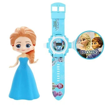 Часы наручные детские с 3d проектором "Эльза/Холодное сердце (Frozen)" с фигуркой Эльзы 1051-3