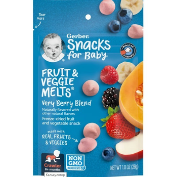 Gerber, Fruit & Veggie Melts, для детей от 8 месяцев, ягодная смесь, 28 г 