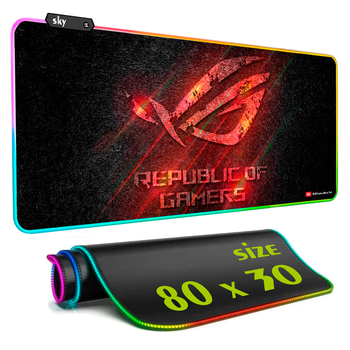 Геймерский коврик для мышки SKY (GMS-WT 8030/130) ROG / RGB подсветка / 80x30 см