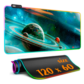Геймерський килимок для мишки SKY (GMS-WT 12060/191) Planets / RGB підсвічування / 120x60 см