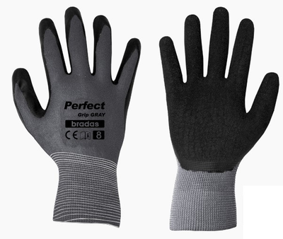 Перчатки защитные Bradas PERFECT GRIP GRAY латекс размер 9 RWPGGY9