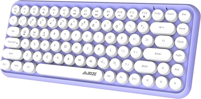 Беспроводная клавиатура Ajazz 308I мини-клавиатура с 84 клавишами, технология беспроводного подключения Bluetooth 2,4 ГГц. Цвет - Фиолетовый, С американской раскладкой