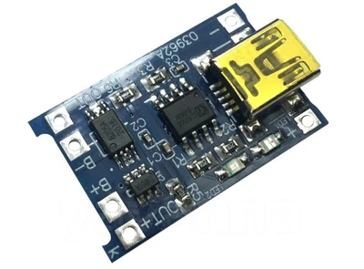 Контроллер заряда, зарядное устройство TP4056 miniUSB литиевого LI-ION/Po аккумулятора 18650 с защитой плата/модуль зарядки Li-ion/Po 8205A, DW-01P (587079441-1) Синий