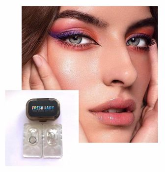 .Лінзи кольорові Fresh lady GMP Tear grey Сірі з окантовкою (N-15)