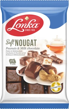 Цукерки Lonka Нуга в молочному шоколаді з арахісом 220 г (8713800133763)
