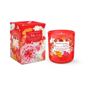 Свічка ароматизована в склі Bartek Candles Серця та квіти 150г.