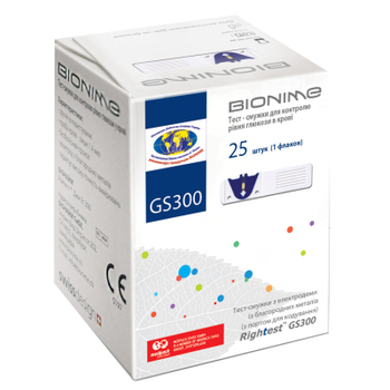 Тест-полоски для глюкометра Bionime Rightest GS300 25 шт. (4710627330225)